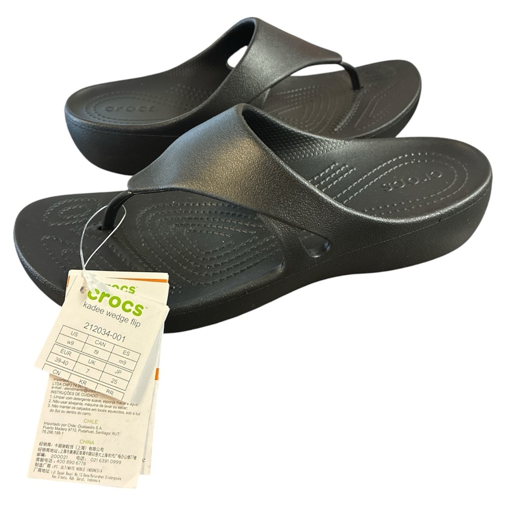 Crocs Kadee Wedge Flip - Black size 9 NWT